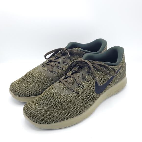 Nike Free RN Olive Green Black Running  831508-303 mens size 12 - Picture 1 of 9